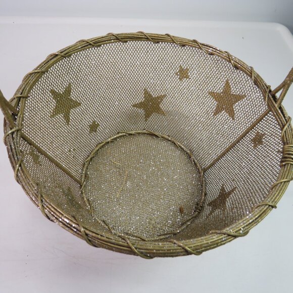 Star-y Champagne Gold Wire Basket (Glittered in Silver) very sturdy - Picture 3 of 10